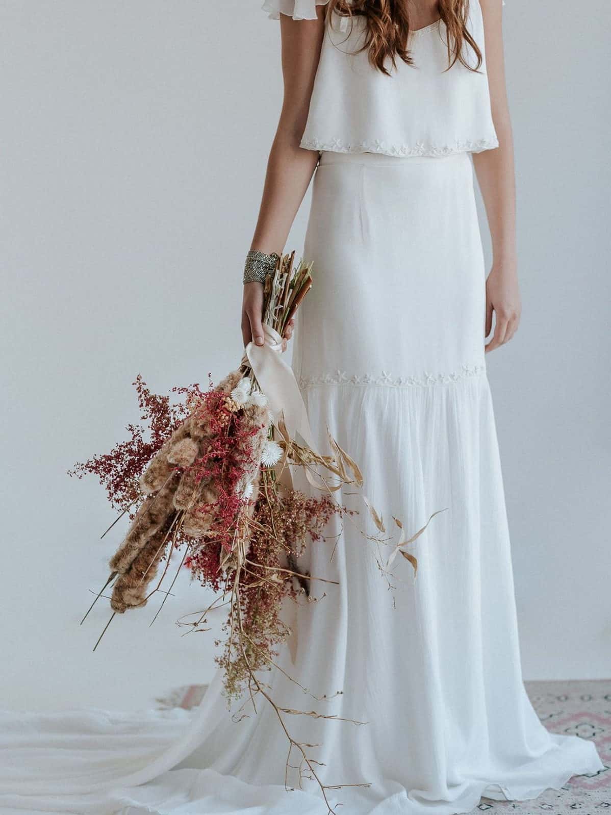 wedding bouquet with pampas grass and dried flowers