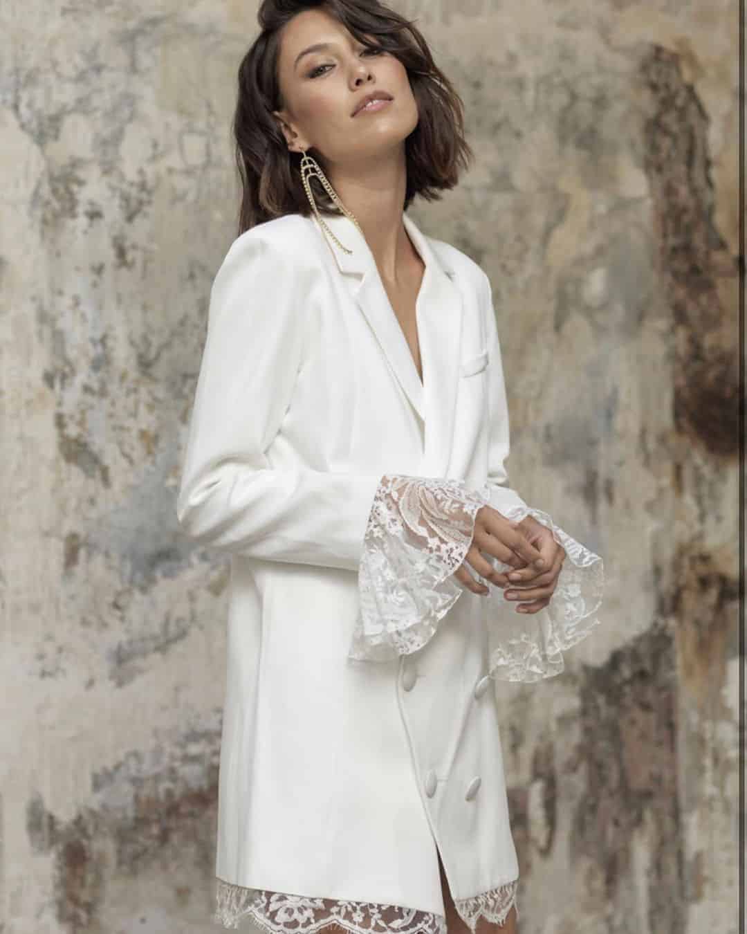 bridal-fashion-details-6 a unisex style, short jacket with lace wedding dress by Rimearodaky