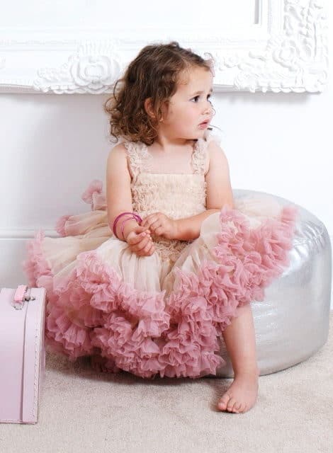 flower girl with a ballerina dress pink and ivory colour by angel's face