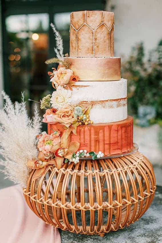 wedding cake in orange colour