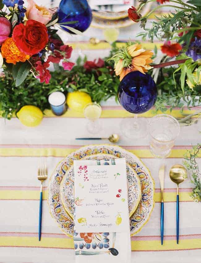 wedding plate decoration with a drawing menu on a plate