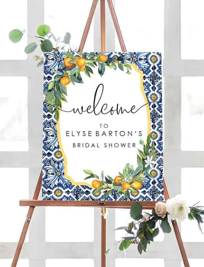 welcome board for a wedding with capri style