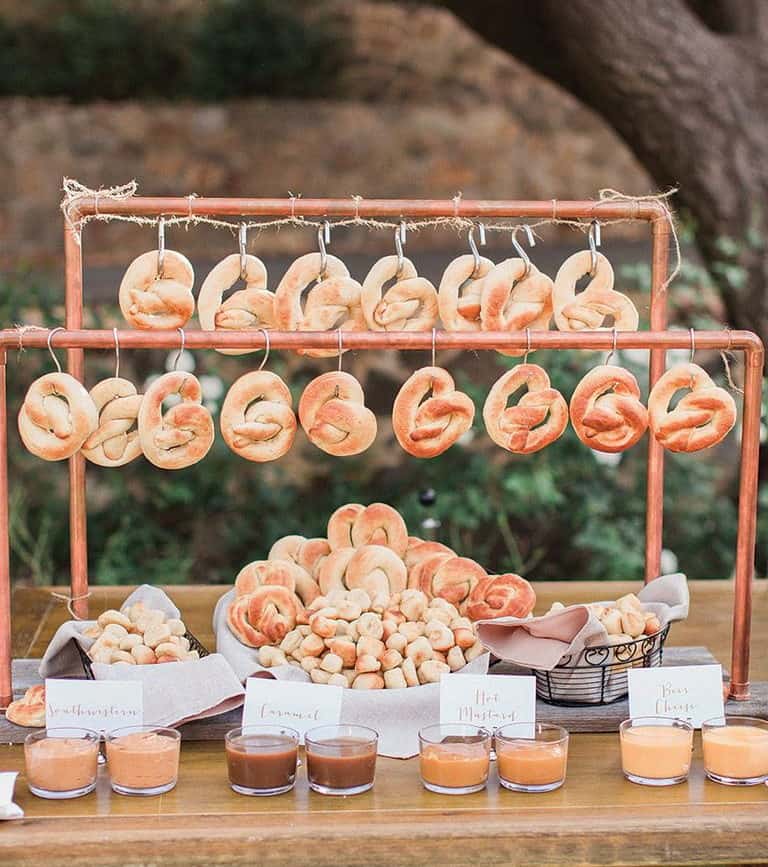 reception-interactive-catering-stations3 wedding catering station pretzel