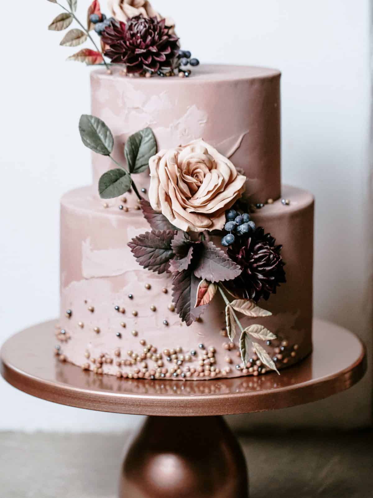 wedding-cakes-styles-6 dusty pink wedding cake with flowers