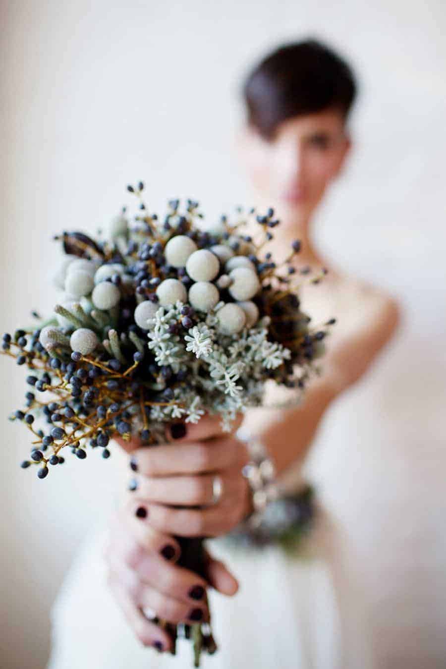 wedding bouquet with concrete colour theme