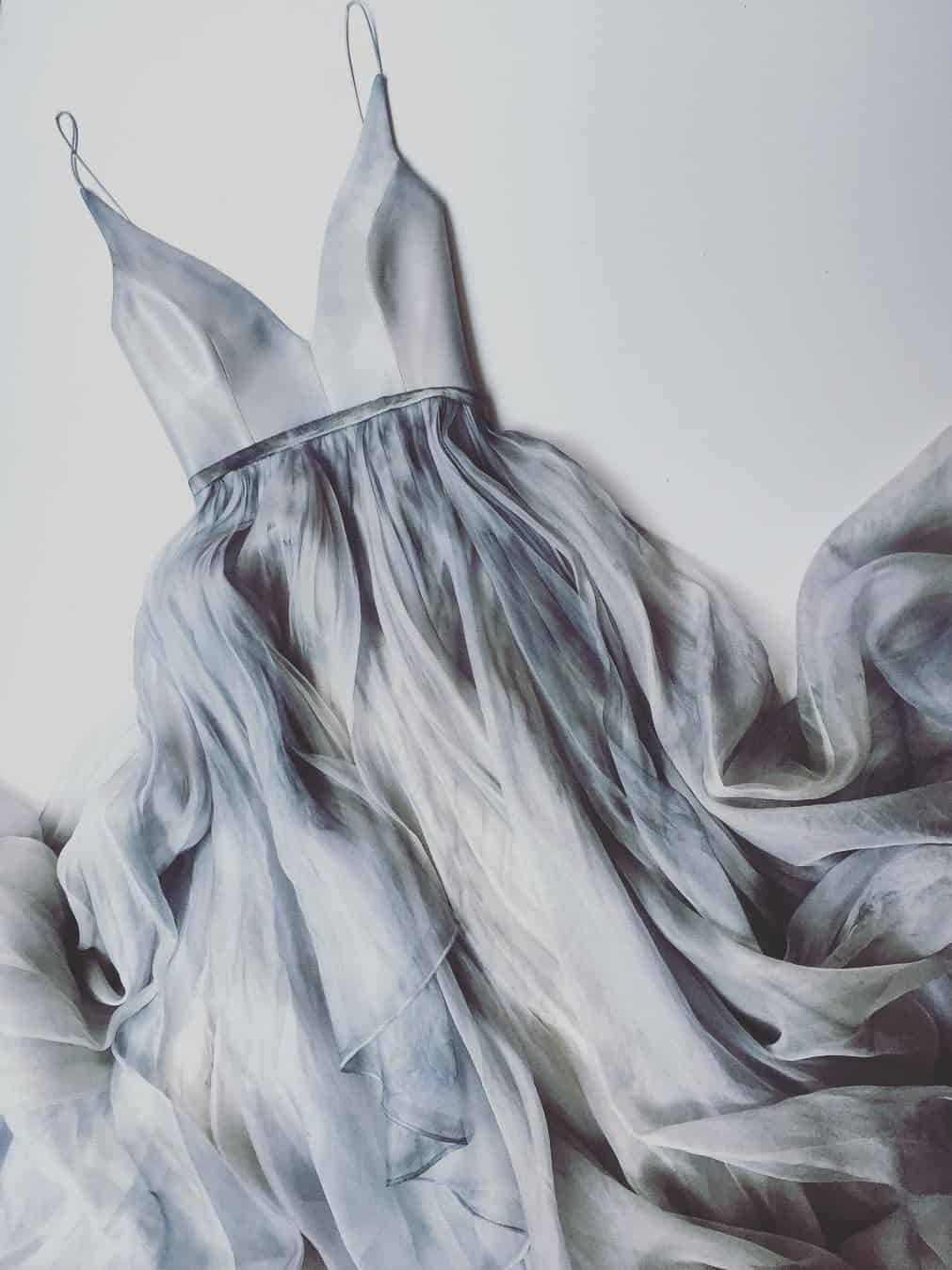 wedding dress in concrete colour