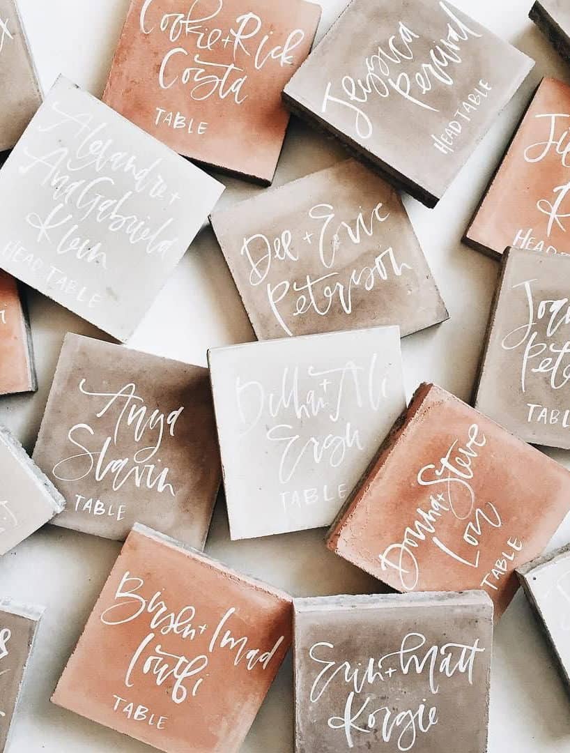 wedding table number from concrete