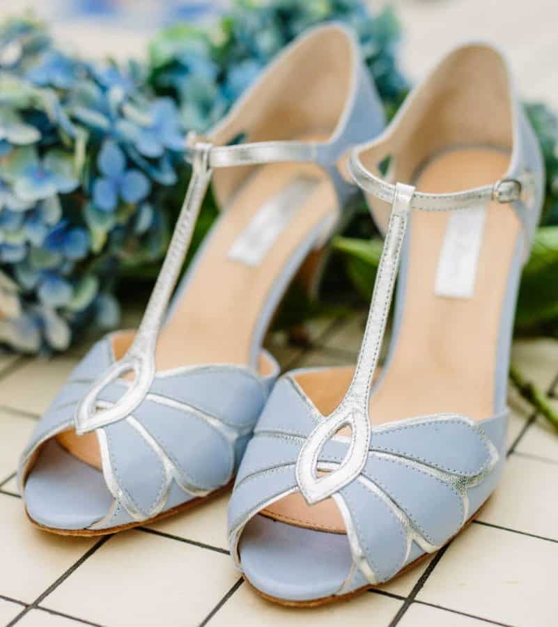 dusty blue bridal shoe