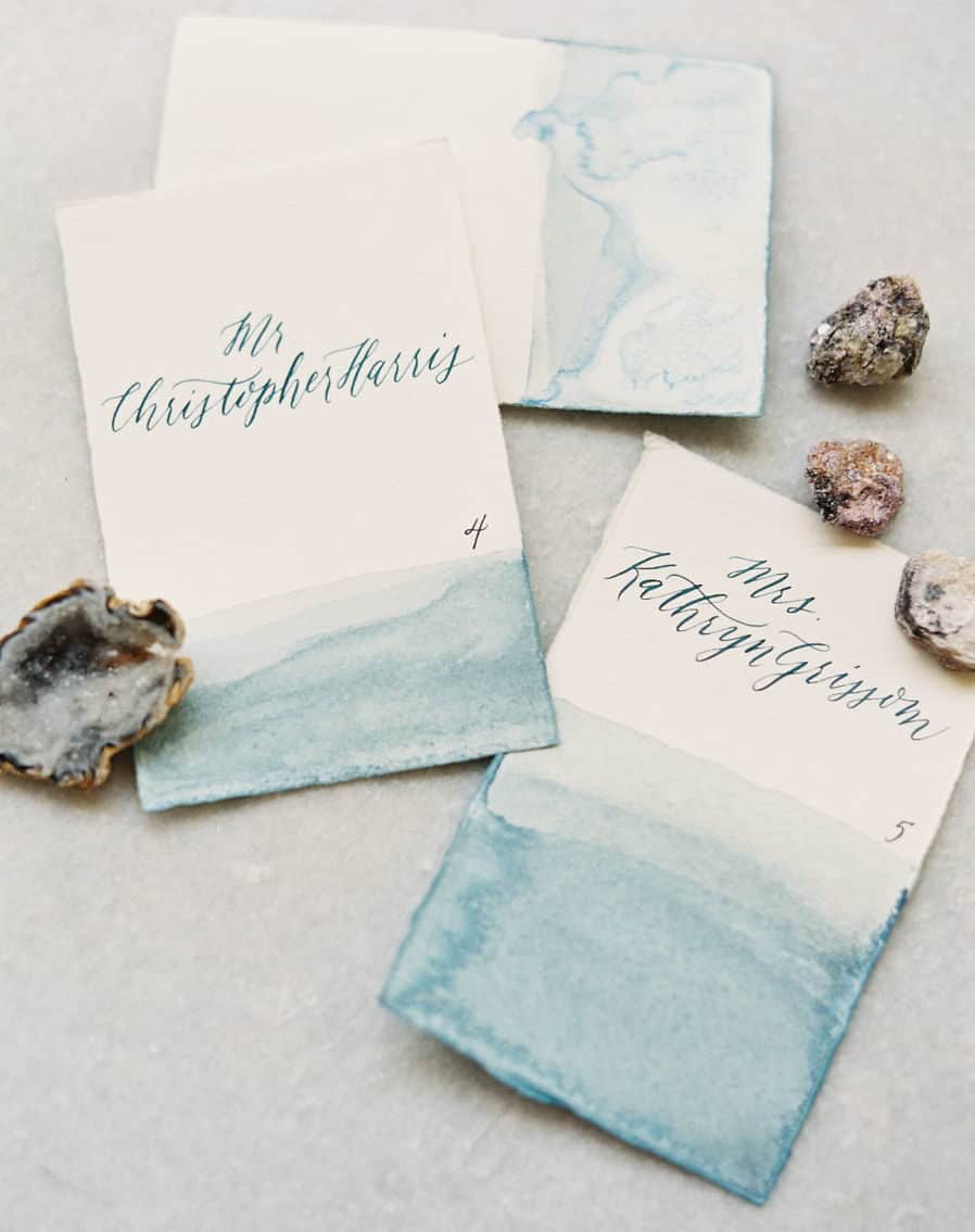 wedding invitations with dusty blue shades