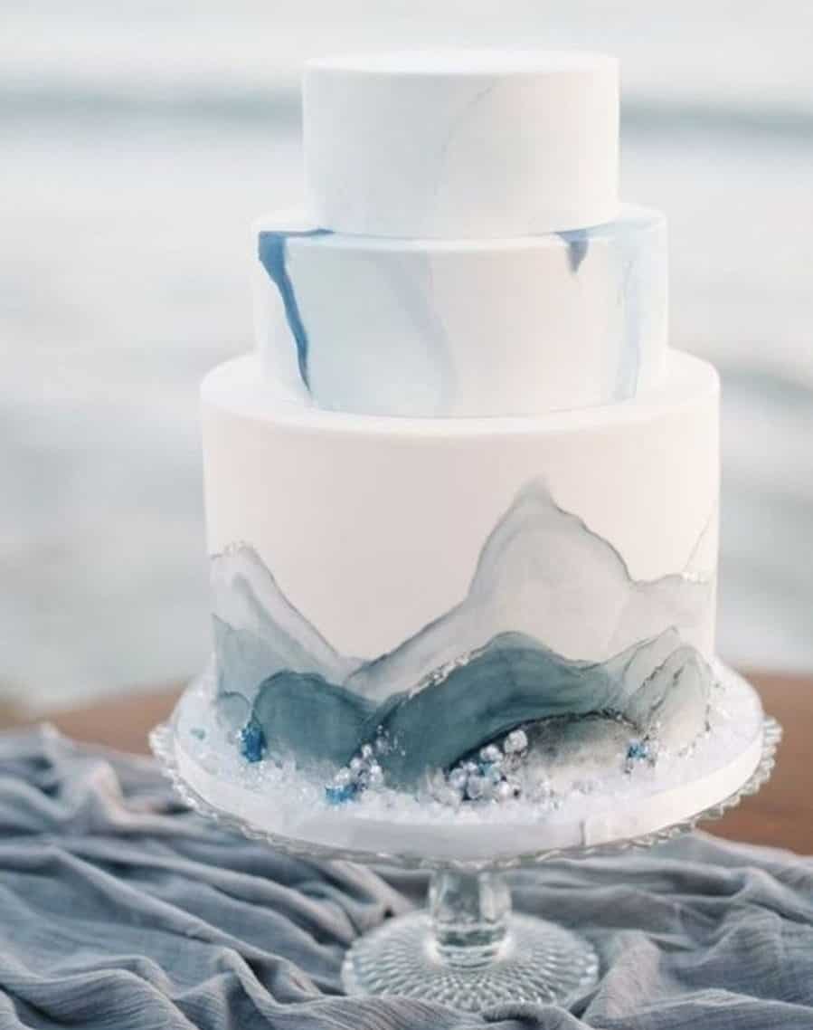 wedding cake white with dusty blue shades