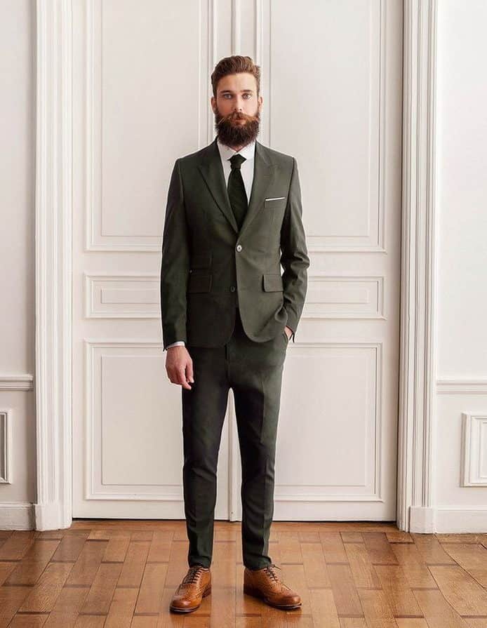 wedding-decoration-green-6 groom suit in dark green colour