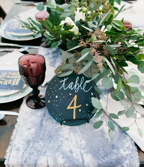 wedding dinner table numbering painted dish