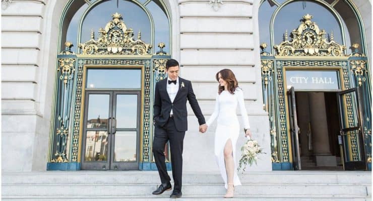 bride and groom just married with civil wedding